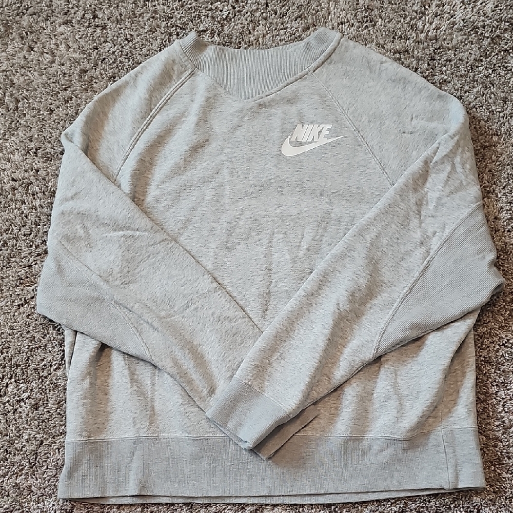 Nike Women's Light Gray Crewneck Sweater